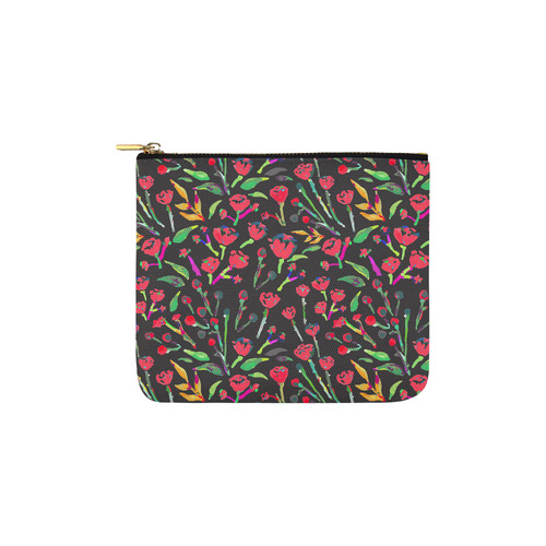 Watercolor Red Flowers Floral Pattern Carry-All Pouch 6''x5''