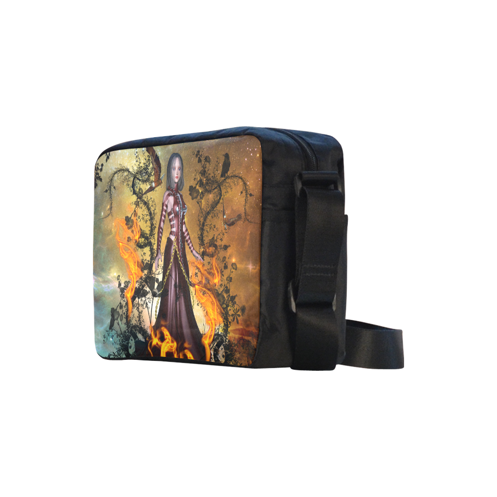 Awesome fairy with fire Classic Cross-body Nylon Bags (Model 1632)