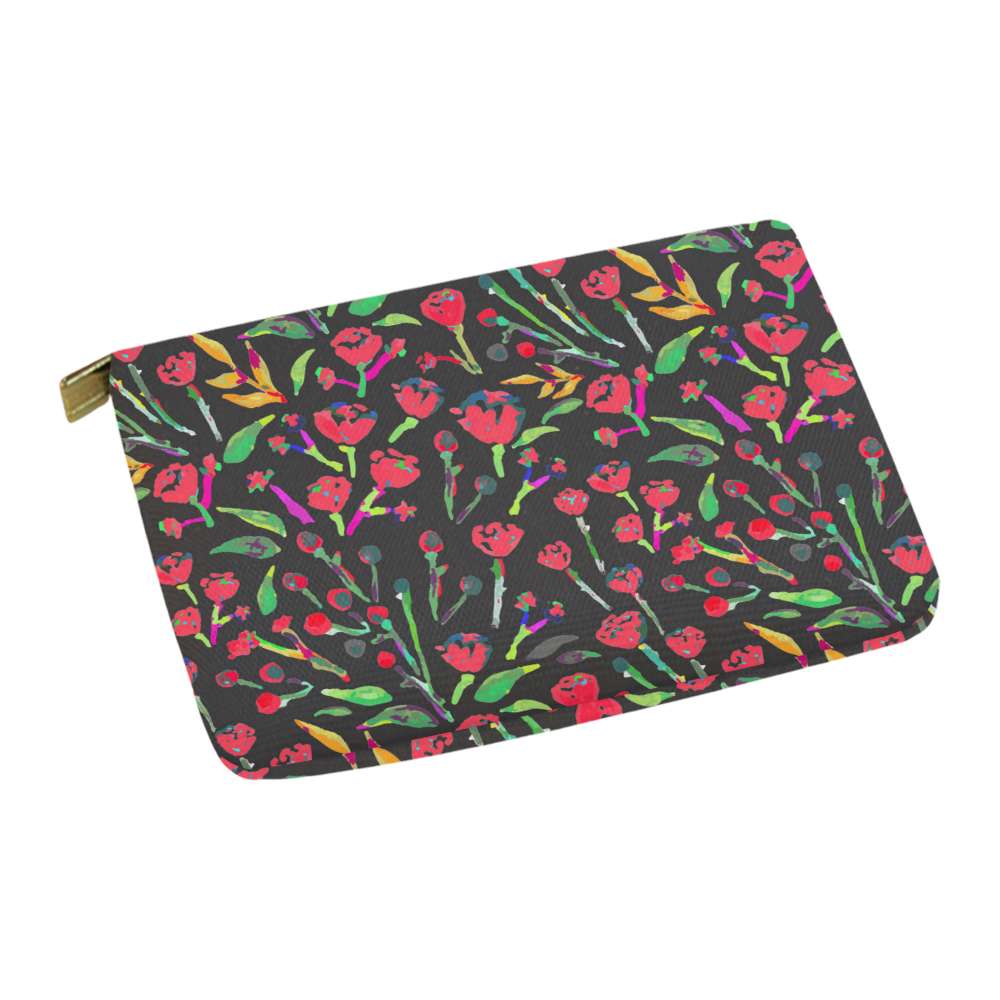 Watercolor Red Flowers Floral Pattern Carry-All Pouch 12.5''x8.5''