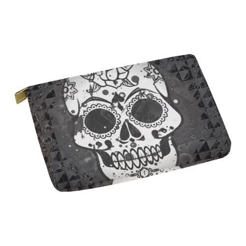 black and white Skull Carry-All Pouch 12.5''x8.5''