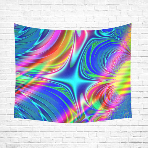 Rainbow Splash Fractal Cotton Linen Wall Tapestry 60"x 51"