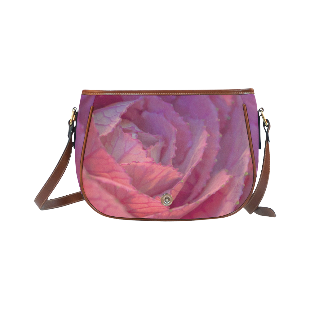 Ornamental Pink Saddle Bag/Small (Model 1649) Full Customization