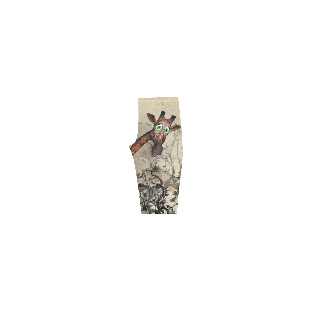 Funny, happy giraffe Hestia Cropped Leggings (Model L03)