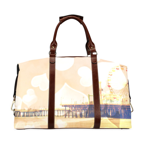 Yellow Bokeh Hearts Santa Monica Pier Classic Travel Bag (Model 1643) Remake