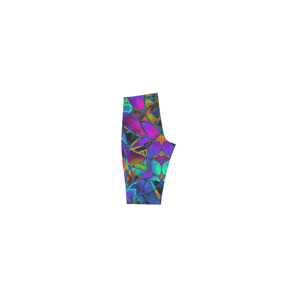 Floral Fractal Art G308 Hestia Cropped Leggings (Model L03)