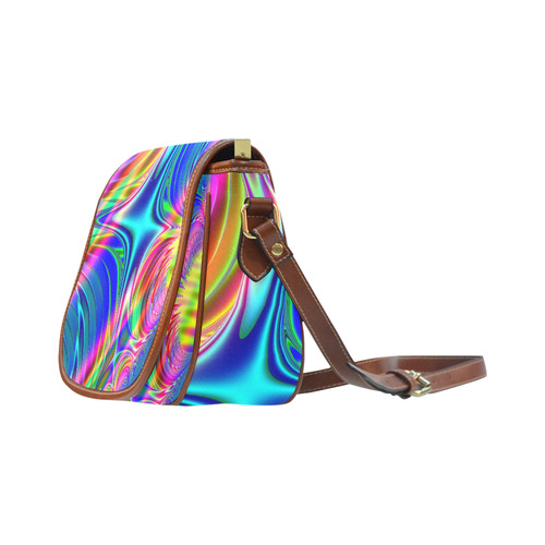 Rainbow Splash Fractal Saddle Bag/Small (Model 1649) Full Customization