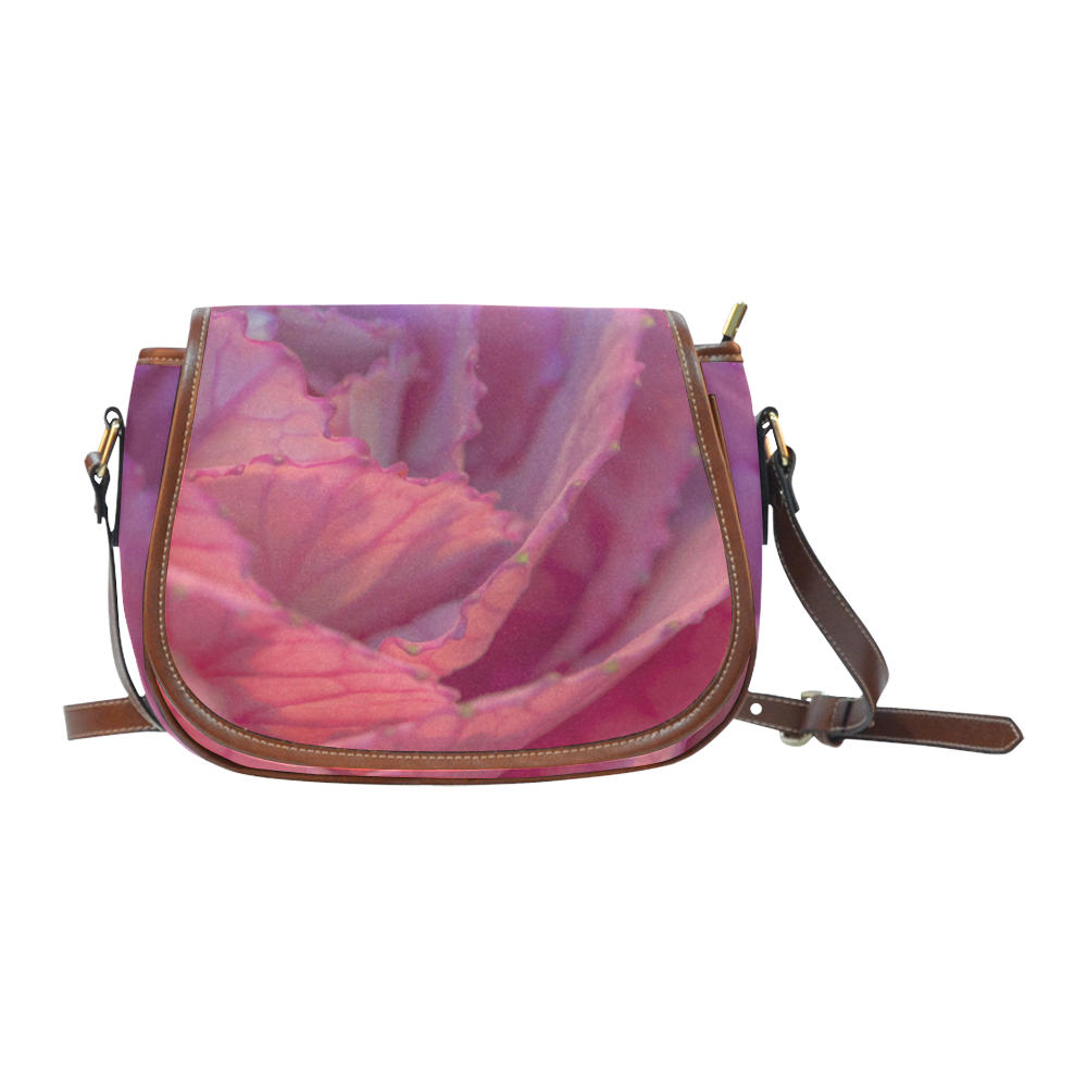 Ornamental Pink Saddle Bag/Small (Model 1649) Full Customization