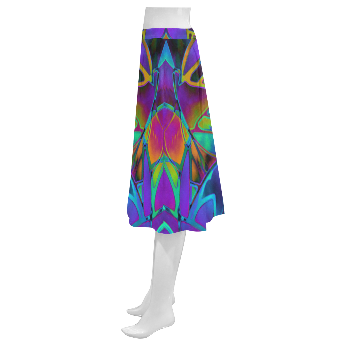 Floral Fractal Art G308 Mnemosyne Women's Crepe Skirt (Model D16)