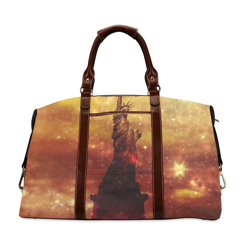 Lady Liberty Yellow Red Stars Classic Travel Bag (Model 1643) Remake