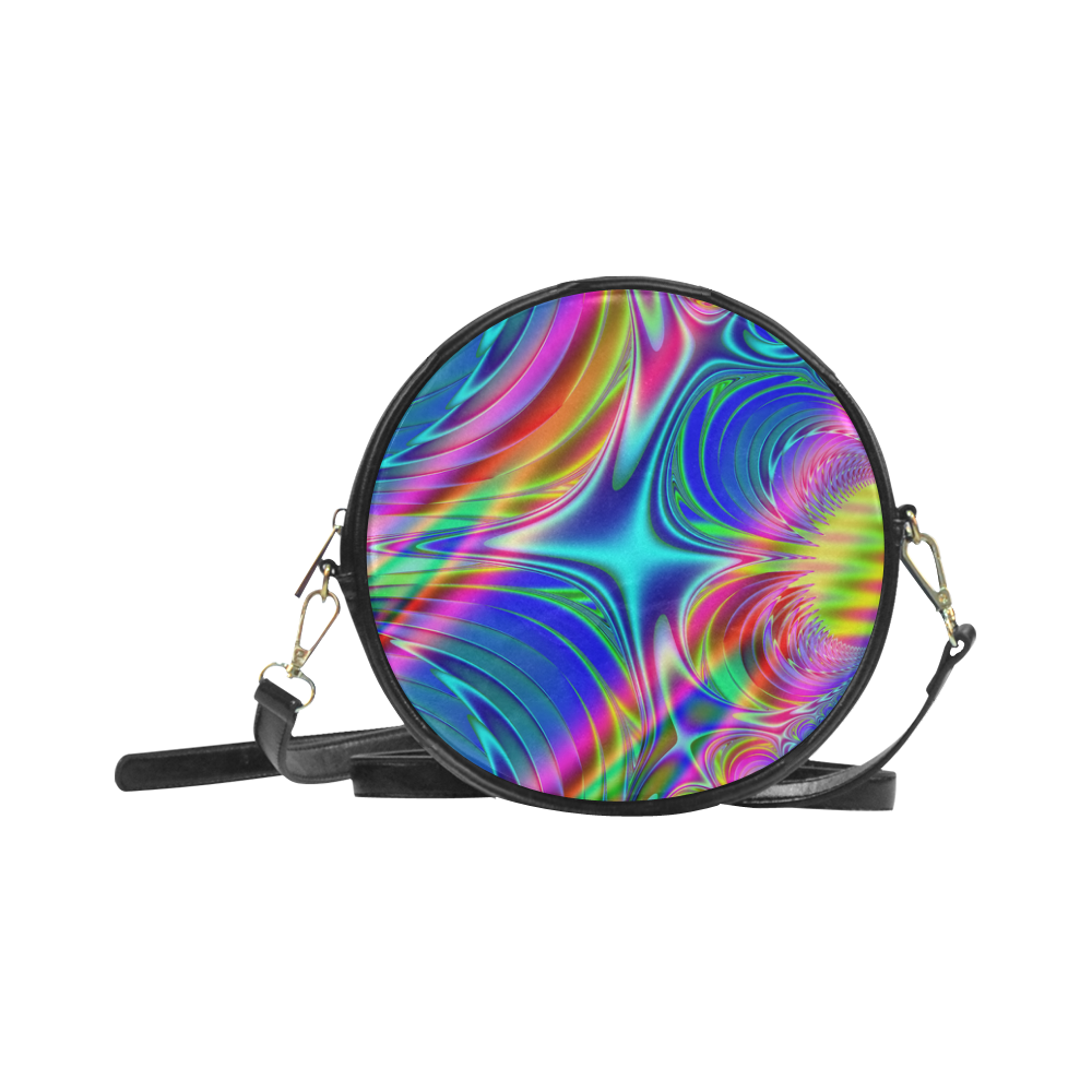 Rainbow Splash Fractal Round Sling Bag (Model 1647)