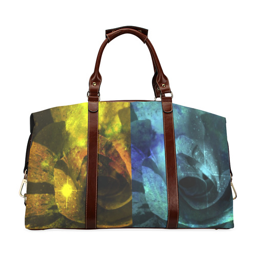 Yellow and Blue Sparkling Rose Classic Travel Bag (Model 1643) Remake