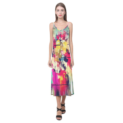 New World by Artdream V-Neck Open Fork Long Dress(Model D18)