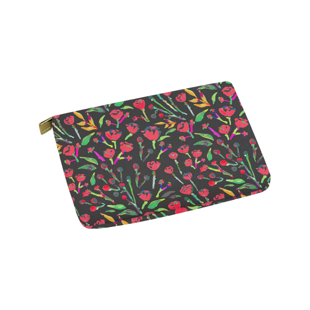 Watercolor Red Flowers Floral Pattern Carry-All Pouch 9.5''x6''