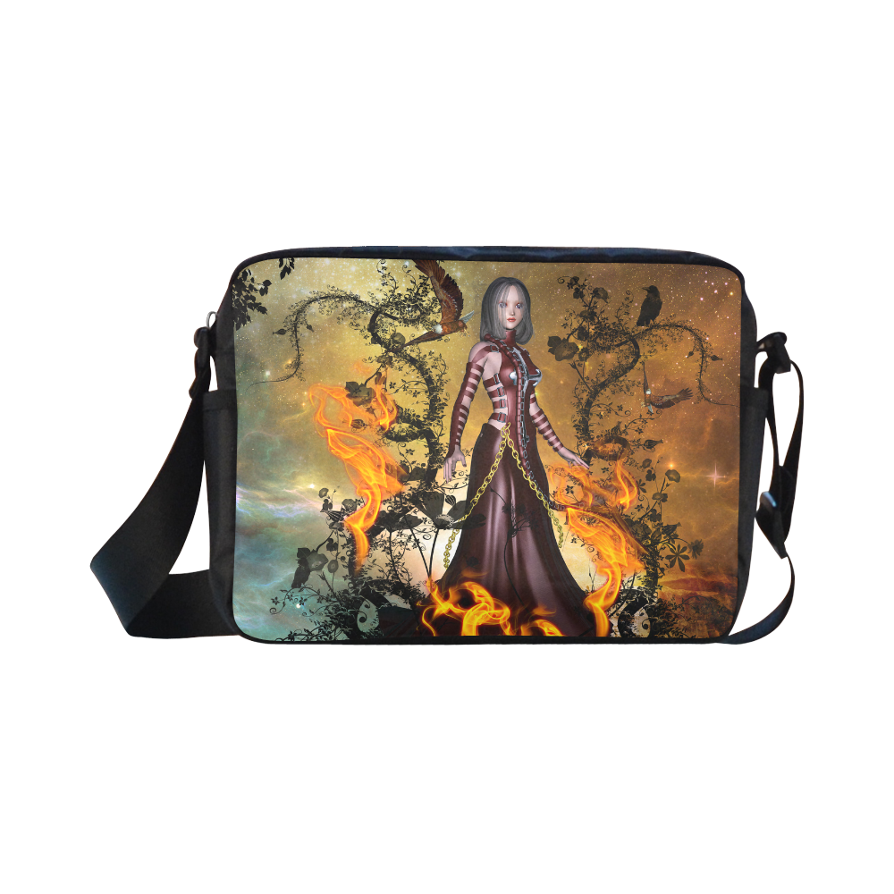 Awesome fairy with fire Classic Cross-body Nylon Bags (Model 1632)