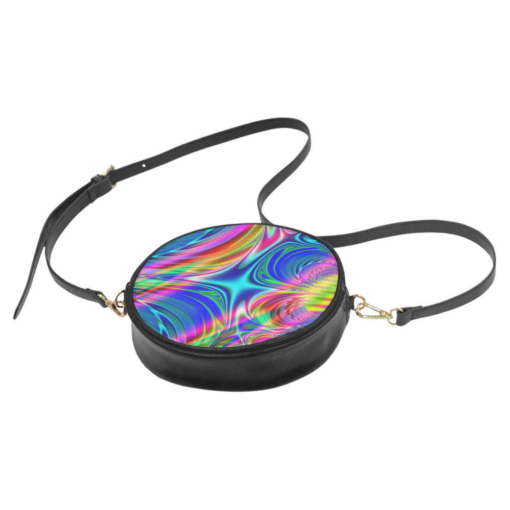 Rainbow Splash Fractal Round Sling Bag (Model 1647)