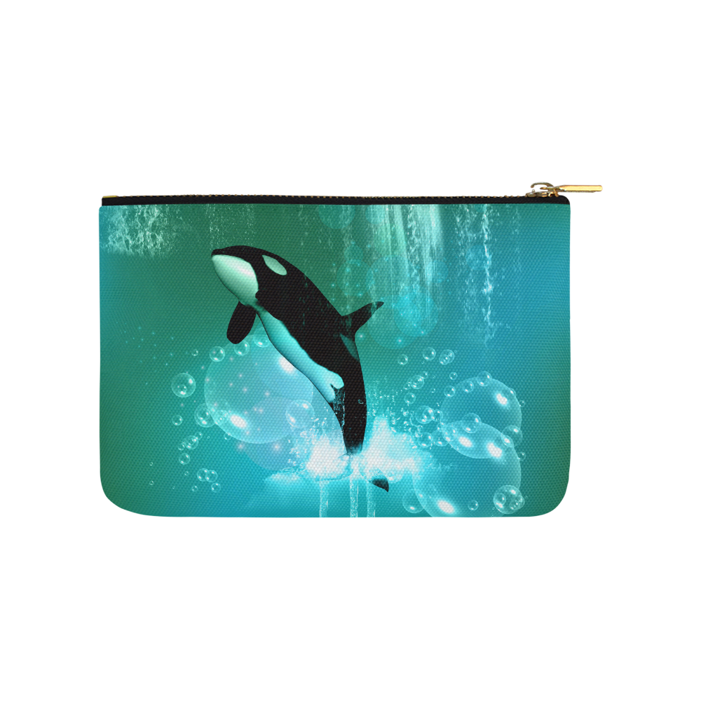 Orca with bubbles Carry-All Pouch 9.5''x6''