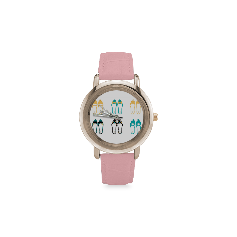 New! Elegant watches with hand-drawn Ladies Shoes illustration. New in Shop! Women's Rose Gold Leather Strap Watch(Model 201)