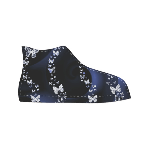 Blue Butterflies High Top Canvas Women's Shoes/Large Size (Model 017)