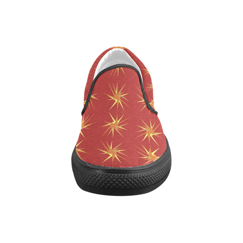 RED SPARKLES Women's Unusual Slip-on Canvas Shoes (Model 019)