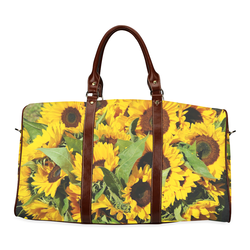 Yellow Sunflowers Waterproof Travel Bag/Small (Model 1639)
