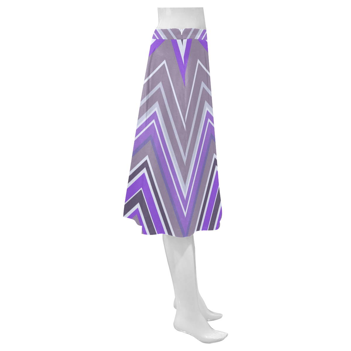 Purple Chevron Pattern Mnemosyne Women's Crepe Skirt (Model D16)
