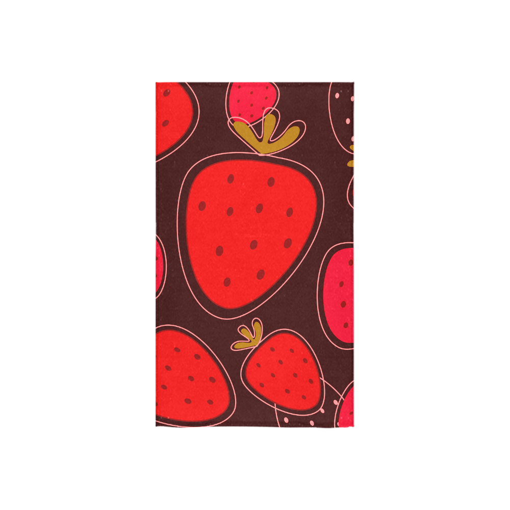 Luxury designers towel with strawberries. Art collection inspired with 60s. Red and black edition Custom Towel 16"x28"