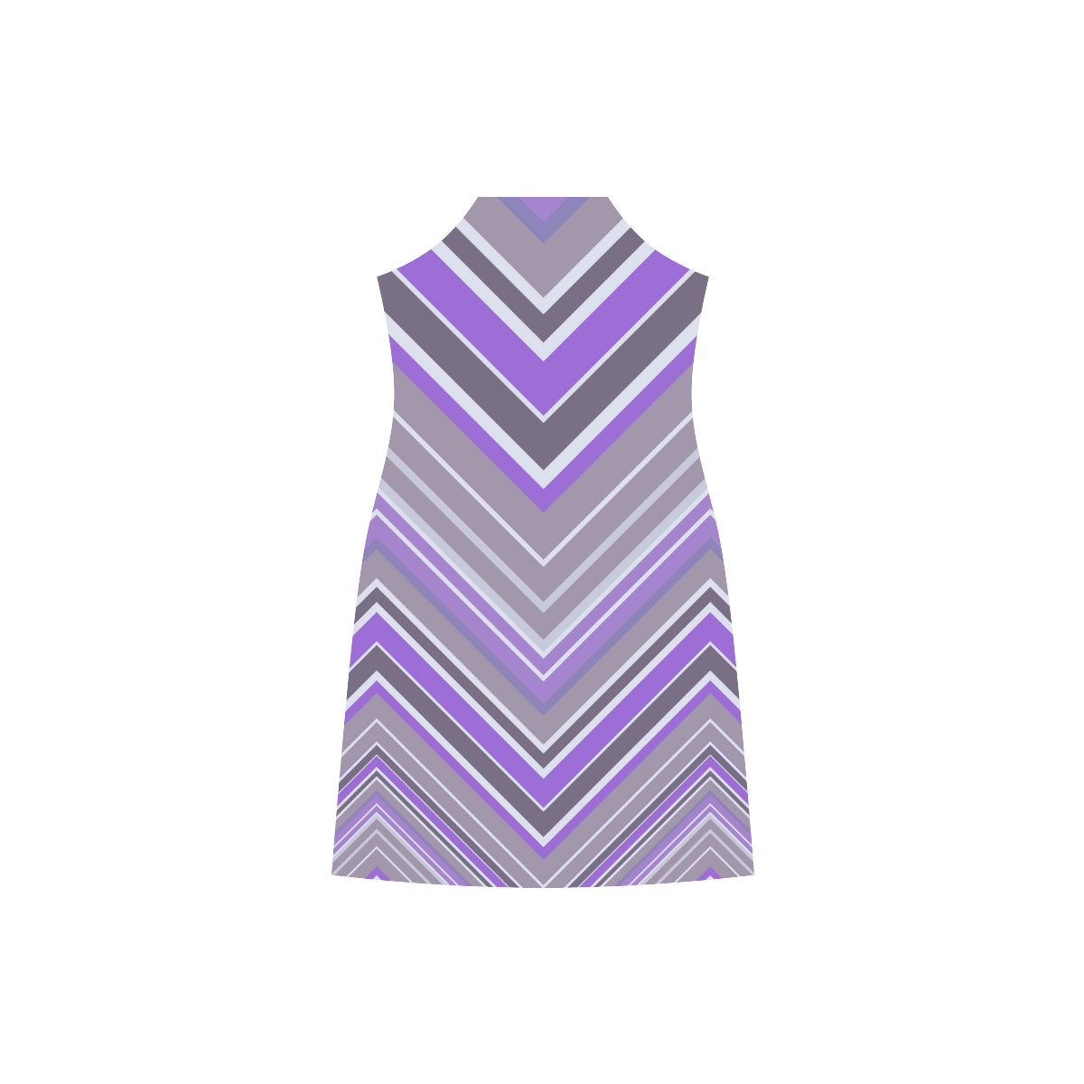 Purple Chevron Pattern V-Neck Open Fork Long Dress(Model D18)