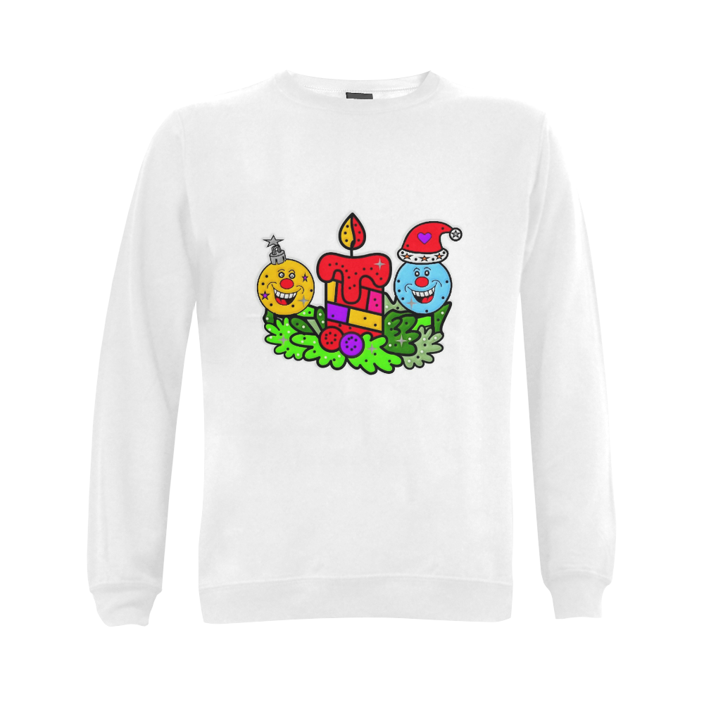 Happy Christmas Balls by Popart Lover Gildan Crewneck Sweatshirt(NEW) (Model H01)