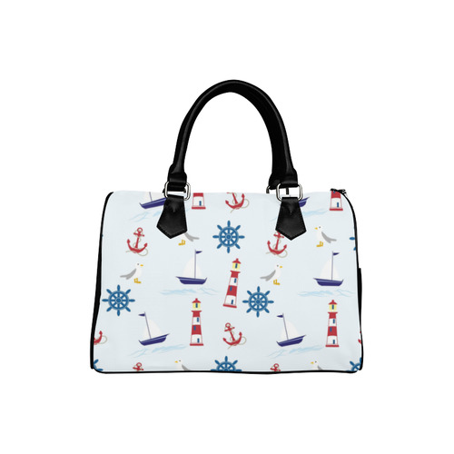 Nautical Boats Lighthouse Anchors Boston Handbag (Model 1621)