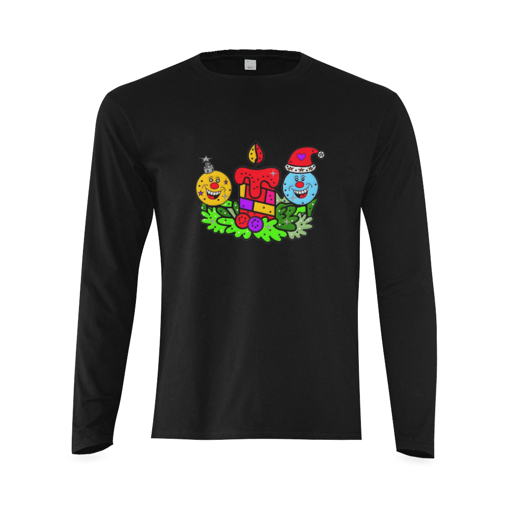 Happy Christmas Balls by Popart Lover Sunny Men's T-shirt (long-sleeve) (Model T08)