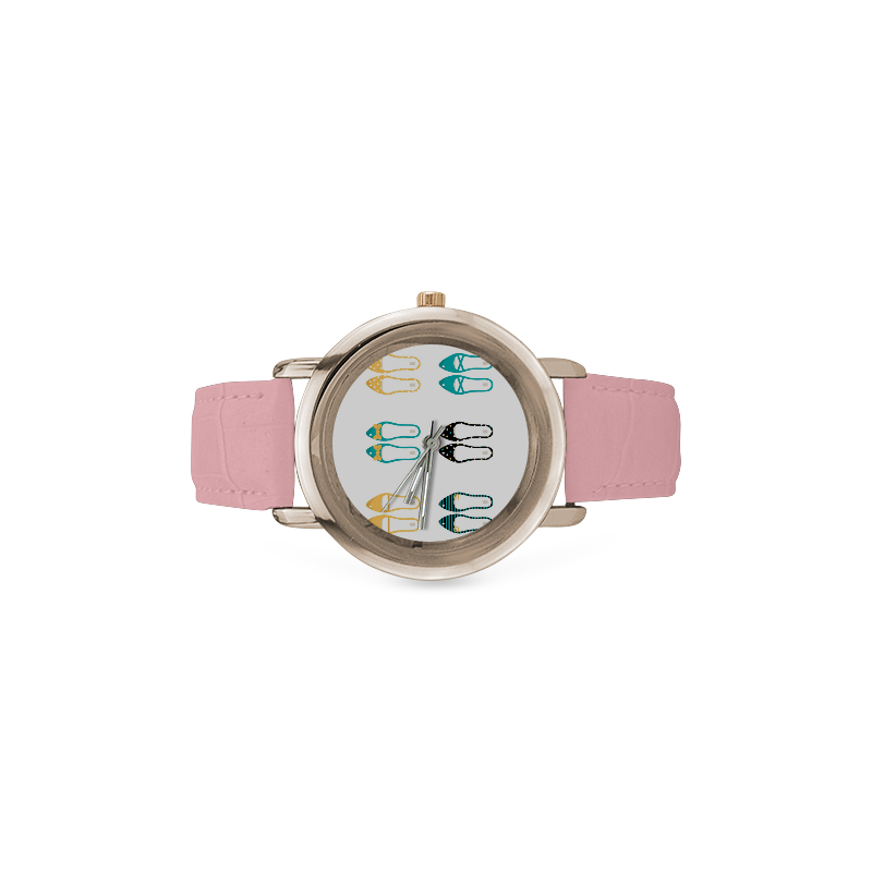 New! Elegant watches with hand-drawn Ladies Shoes illustration. New in Shop! Women's Rose Gold Leather Strap Watch(Model 201)