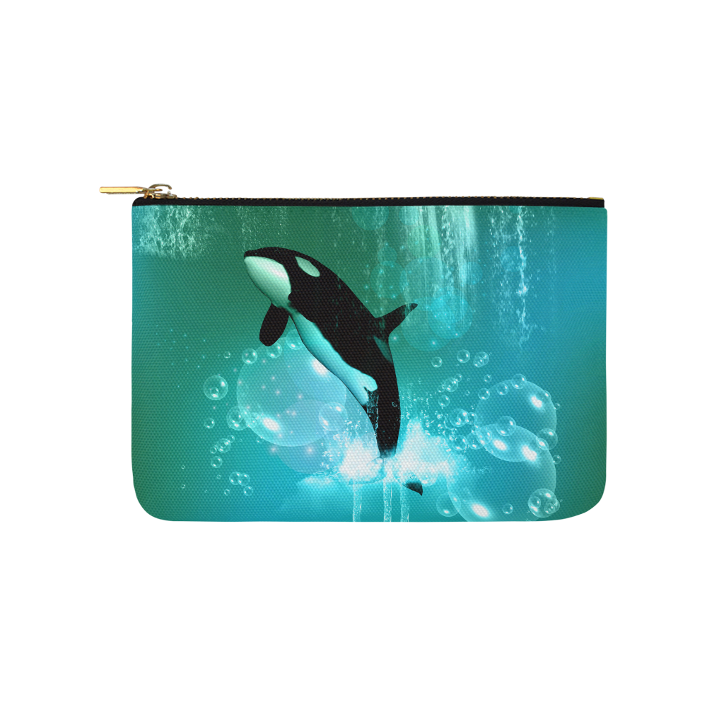 Orca with bubbles Carry-All Pouch 9.5''x6''