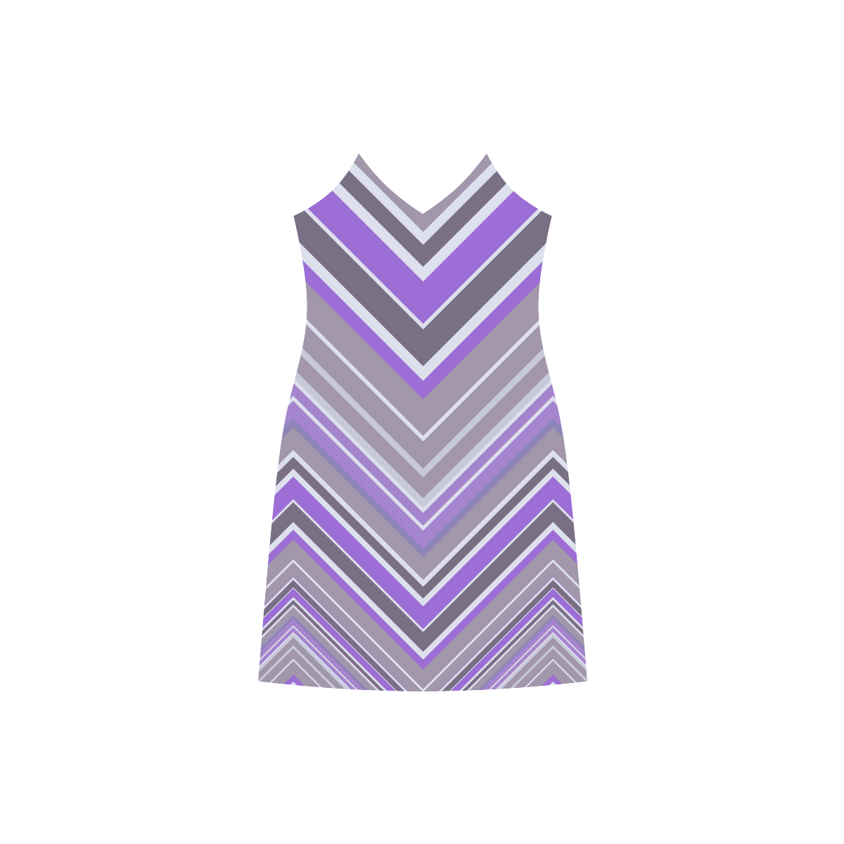 Purple Chevron Pattern V-Neck Open Fork Long Dress(Model D18)