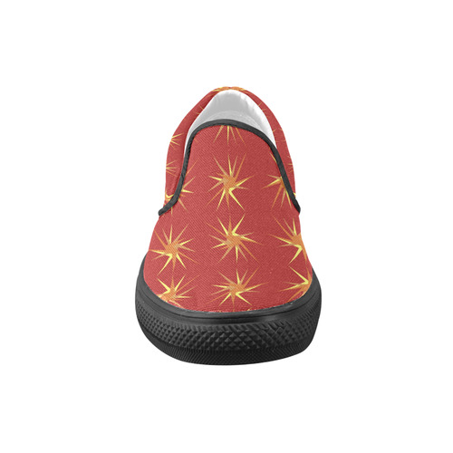 RED SPARKLES Women's Unusual Slip-on Canvas Shoes (Model 019)