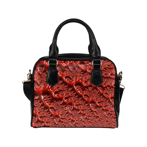 Cool Red Fractal White Lights Shoulder Handbag (Model 1634)