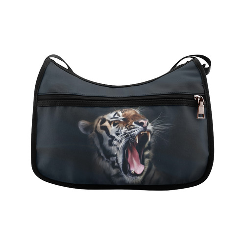A painted glorious roaring Tiger Portrait Crossbody Bags (Model 1616)
