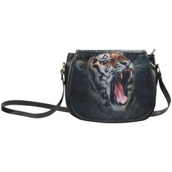 A painted glorious roaring Tiger Portrait Classic Saddle Bag/Large (Model 1648)