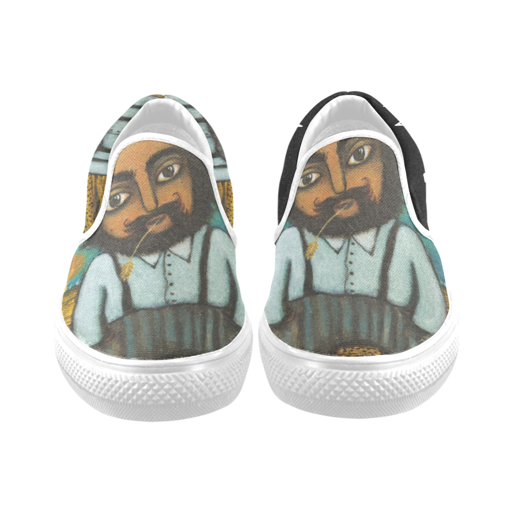 Man on the Field. Ewa Arte Slip-on Canvas Shoes for Men/Large Size (Model 019)