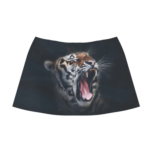 A painted glorious roaring Tiger Portrait Mnemosyne Women's Crepe Skirt (Model D16)