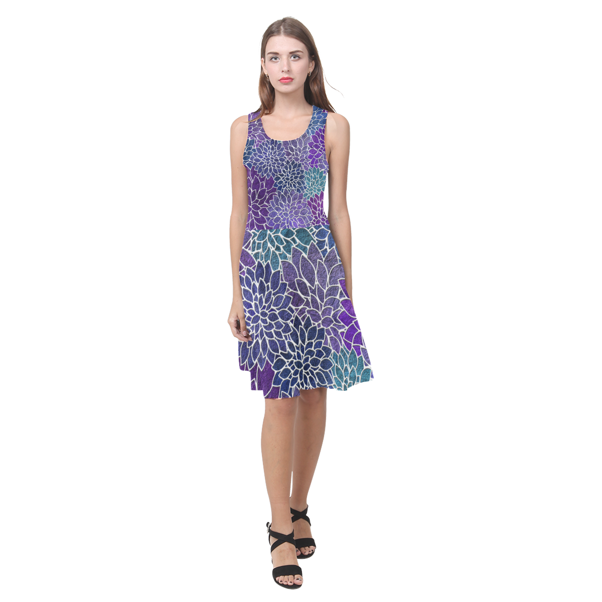 Floral Abstract-22 Atalanta Casual Sundress(Model D04)