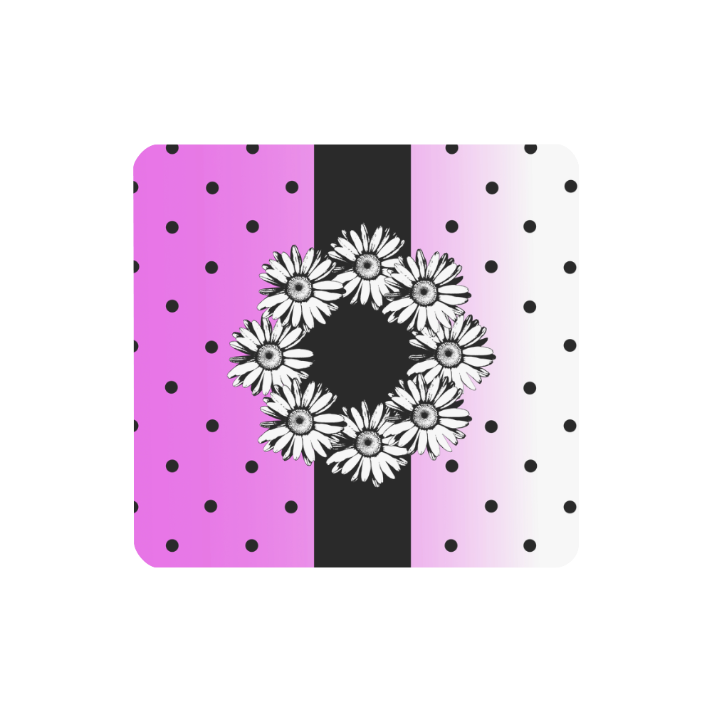 Black & White Daisy Pink Polka Dots Women's Clutch Wallet (Model 1637)