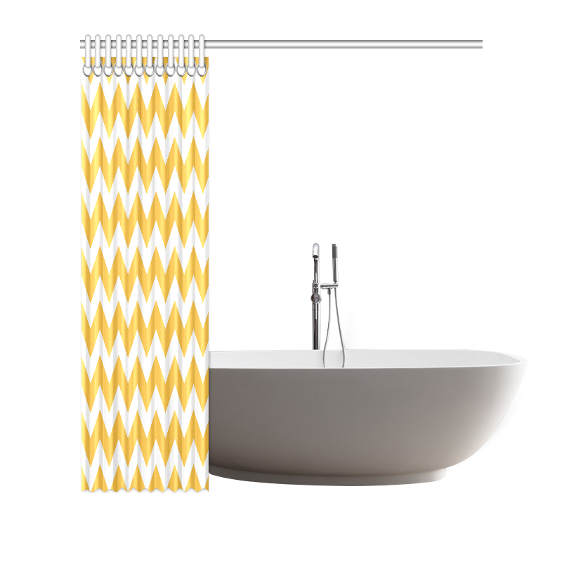 Luxury bathroom towel : zig-zag edition / white and yellow Shower Curtain 72"x72"