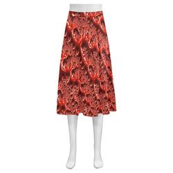 Cool Red Fractal White Lights Mnemosyne Women's Crepe Skirt (Model D16)