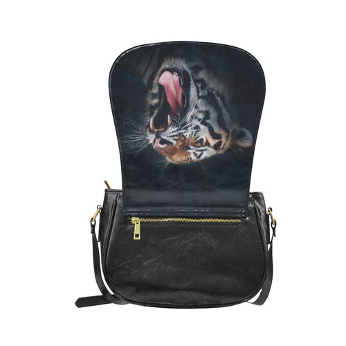 A painted glorious roaring Tiger Portrait Classic Saddle Bag/Large (Model 1648)