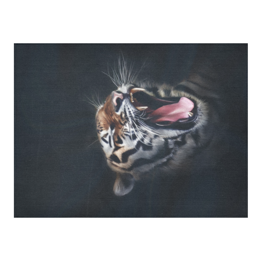 A painted glorious roaring Tiger Portrait Cotton Linen Tablecloth 52"x 70"