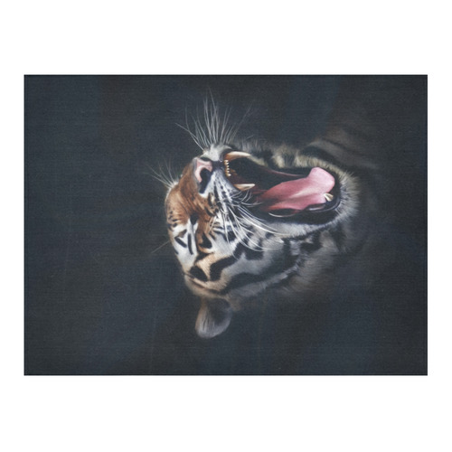 A painted glorious roaring Tiger Portrait Cotton Linen Tablecloth 52"x 70"