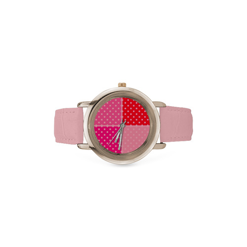 Old-fashion designers watches : with dots. Gift for her Women's Rose Gold Leather Strap Watch(Model 201)