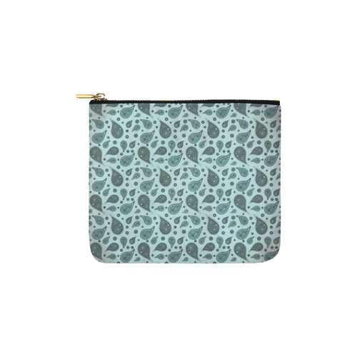 vintage paisley aqua Carry-All Pouch 6''x5''