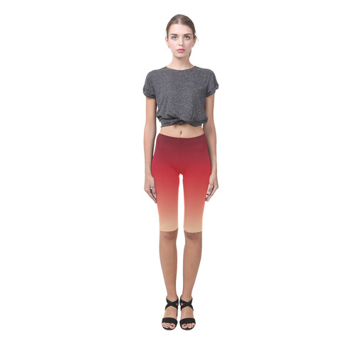 Red Ombre Graduated Color Hestia Cropped Leggings (Model L03)