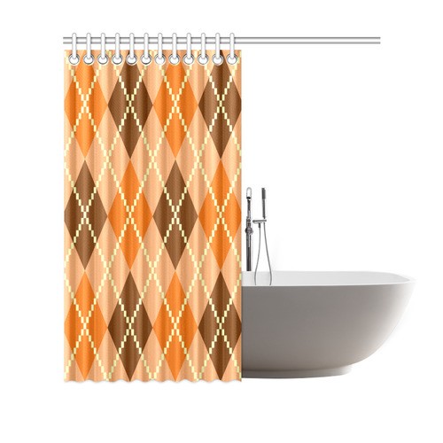 Old retro vintage designers Curtain : brown and orange with stripes 60s years inspired art Shower Curtain 69"x70"
